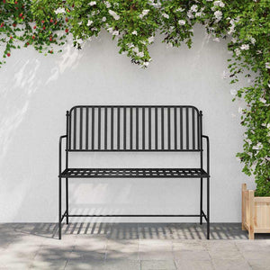 Schwarze Gartenbank Stahl 103,5 cm