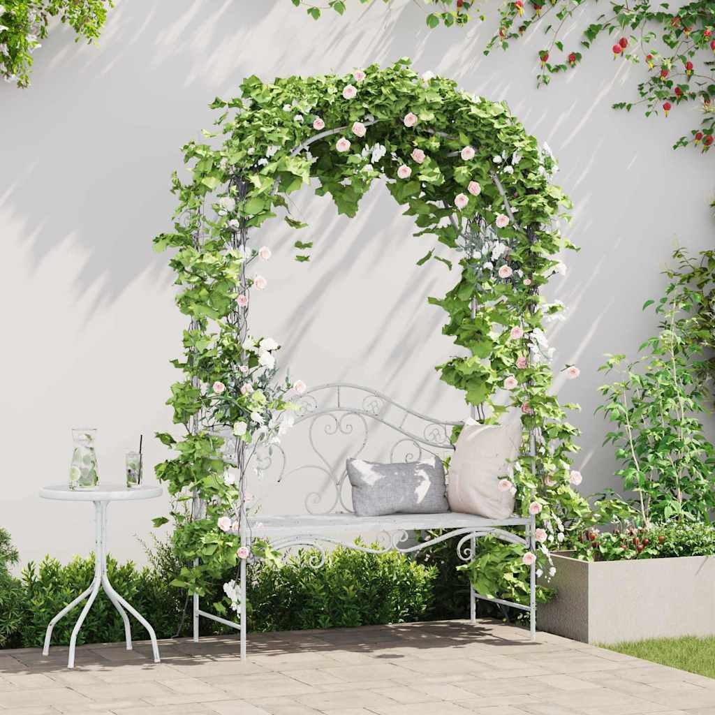 Gartenbank Antik Weiß Stahl 200cm