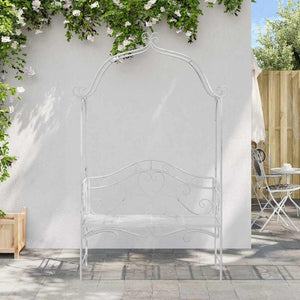 Gartenbank Antik Weiß Stahl 200cm