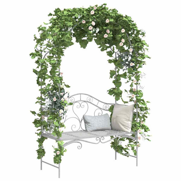 Gartenbank Antik Weiß Stahl 200cm