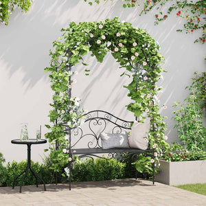 Schwarze Gartenbank Stahl 200 cm