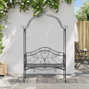 Schwarze Gartenbank Stahl 200 cm