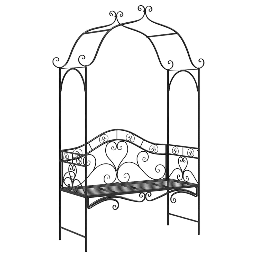 Schwarze Gartenbank Stahl 200 cm