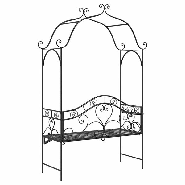 Schwarze Gartenbank Stahl 200 cm
