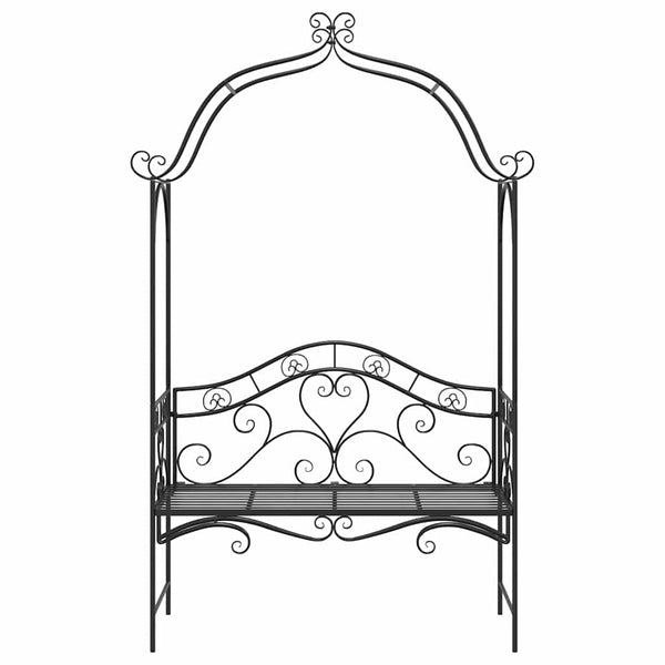 Schwarze Gartenbank Stahl 200 cm