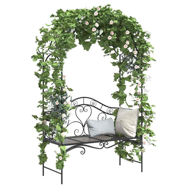 Schwarze Gartenbank Stahl 200 cm