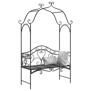Schwarze Gartenbank Stahl 200 cm