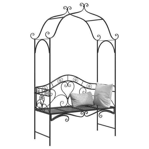 Schwarze Gartenbank Stahl 200 cm
