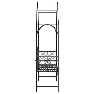 Schwarze Gartenbank Stahl 200 cm