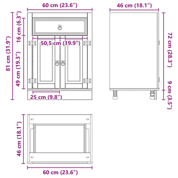 Kiefernholz Schrank Honigbraun 60x46x81,5 cm