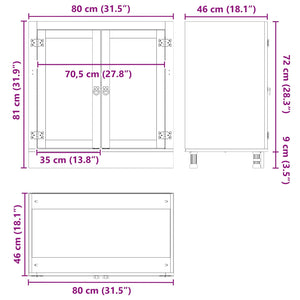 vidaXL Armoire SKI Marron Miel 80 x 46 x 81,5 cm Bois de pin massif