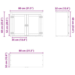 Kiefer Schrank Honigbraun 80x32x60cm