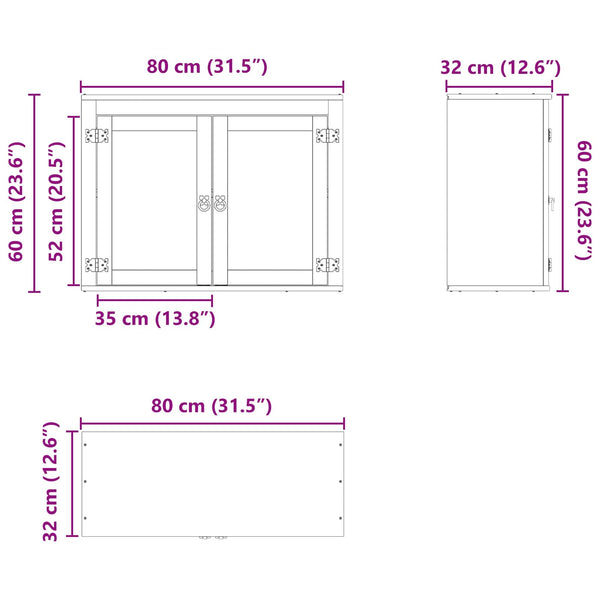 Kiefer Schrank Honigbraun 80x32x60cm