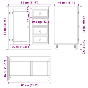 Honigbrauner Kiefernholz Schrank 80cm