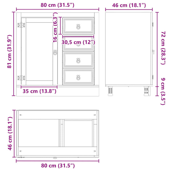 Honigbrauner Kiefernholz Schrank 80cm