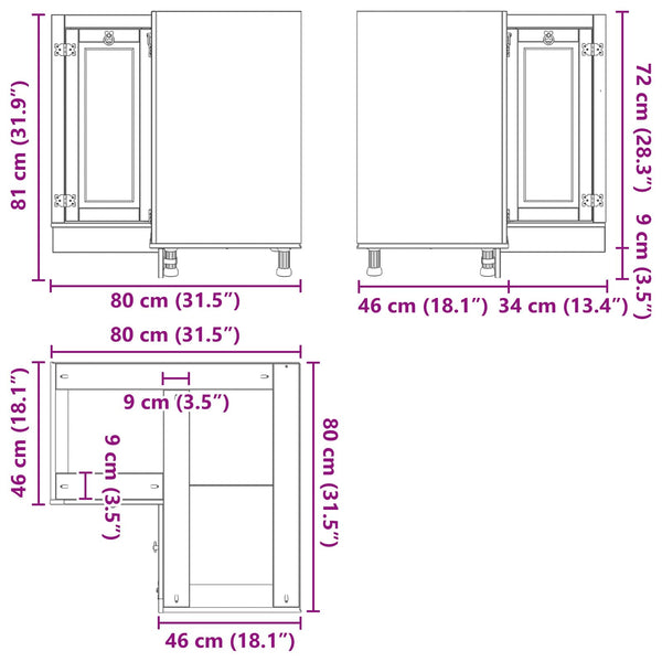 Honigbrauner Kiefernholz Schrank 80x80x81cm