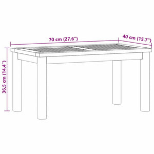 Couchtisch Braun Teak Massivholz 70x40 cm