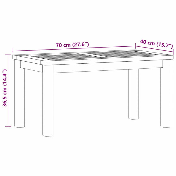 Couchtisch Braun Teak Massivholz 70x40 cm