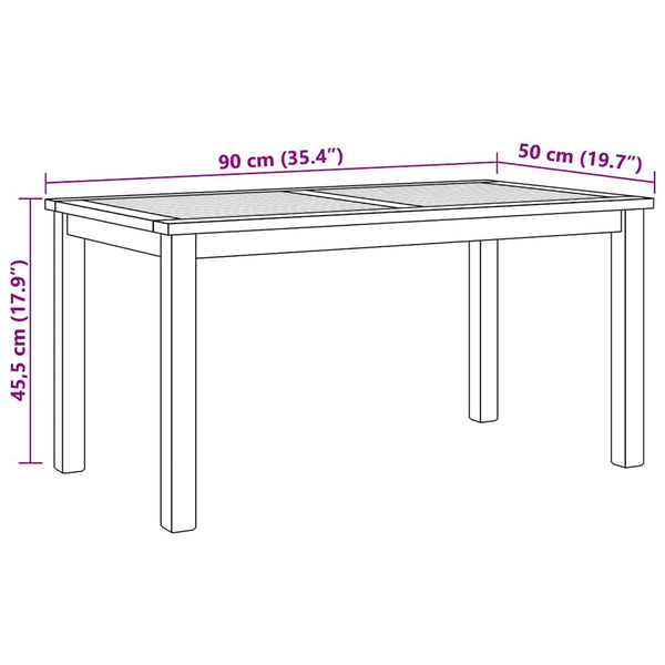 Couchtisch Braun Teak Massivholz 90x50 cm