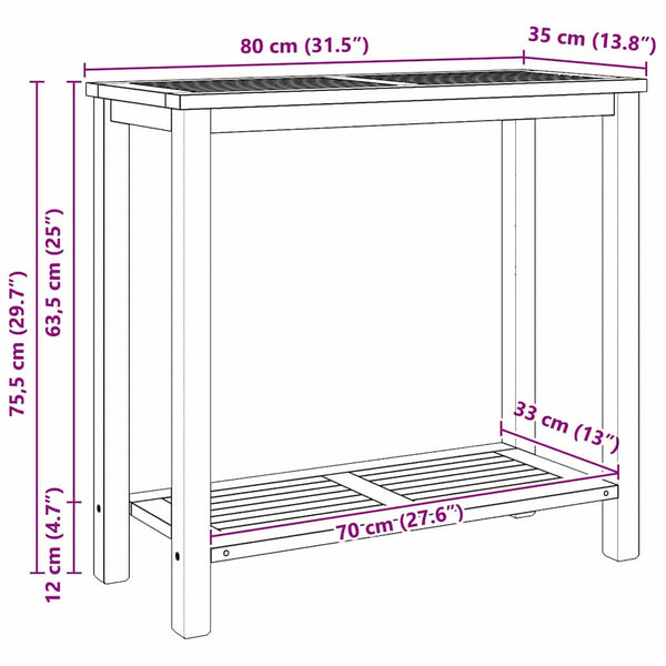 Teak Konsolentisch Braun 80x35x75cm
