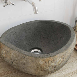 Flussstein Waschbecken Hellgrau 45 cm