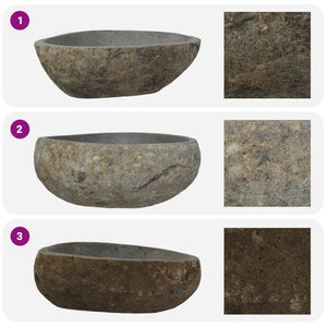 Flussstein Waschbecken Hellgrau 45 cm