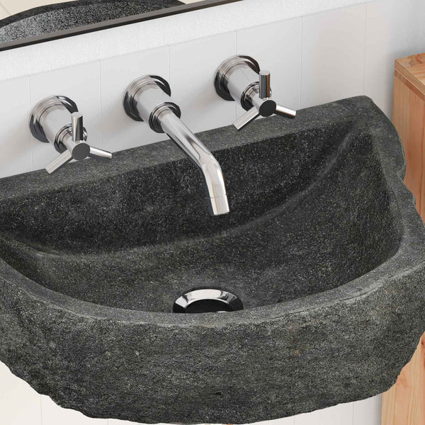 Wandwaschbecken Grau Flussstein 45 cm