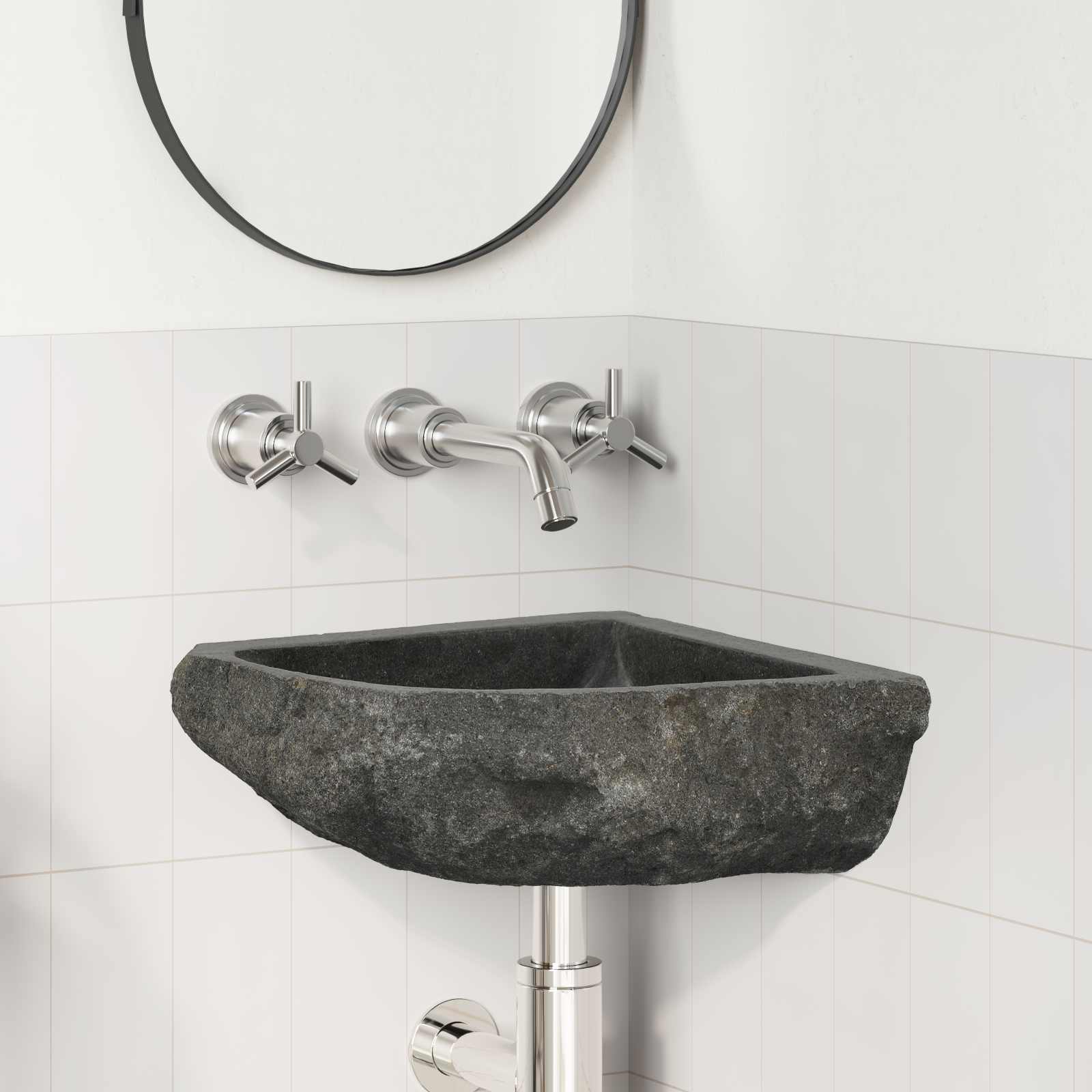 Graues Flussstein Waschbecken 30-37 cm