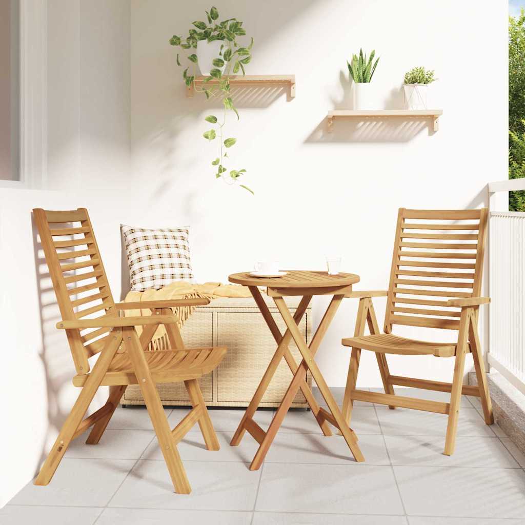 vidaXL Chaise 2 pcs Marron 64,5 x 52 x 108 cm Bois de teck massif