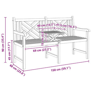 Massivholz Teak Gartenbank 150cm