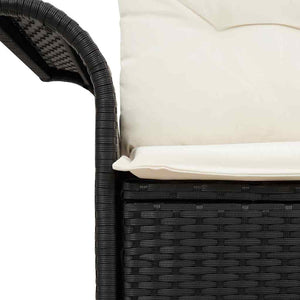 Gartensofa Schwarz mit Kissen Poly-Rattan