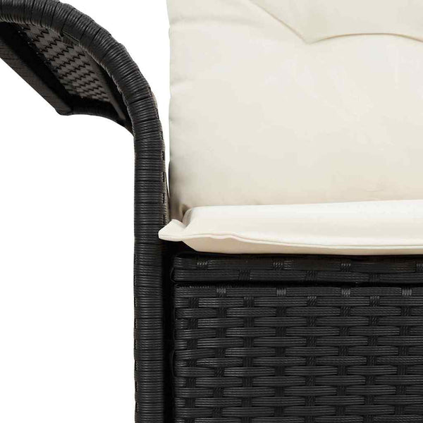 Gartensofa Schwarz mit Kissen Poly-Rattan