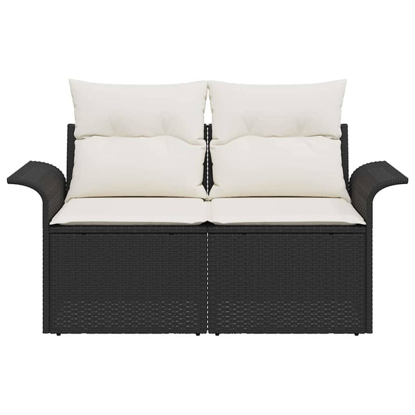 Gartensofa Schwarz mit Kissen Poly-Rattan
