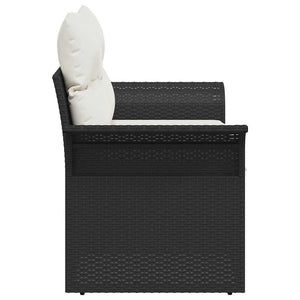 Gartensofa Schwarz mit Kissen Poly-Rattan