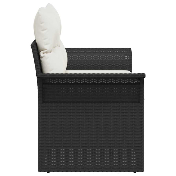 Gartensofa Schwarz mit Kissen Poly-Rattan