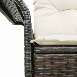Gartensofa Braun mit Kissen Poly-Rattan 141cm
