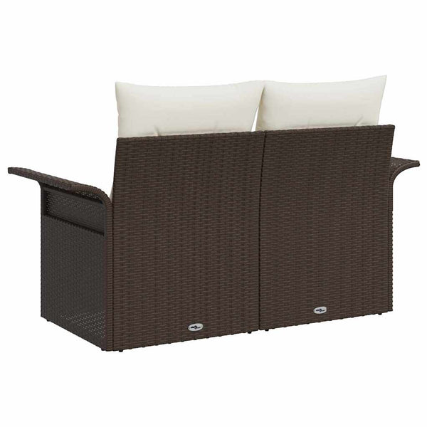 Gartensofa Braun mit Kissen Poly-Rattan 141cm