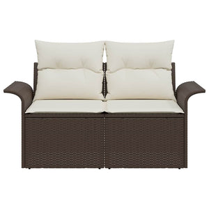 Gartensofa Braun mit Kissen Poly-Rattan 141cm