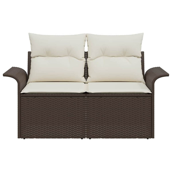 Gartensofa Braun mit Kissen Poly-Rattan 141cm