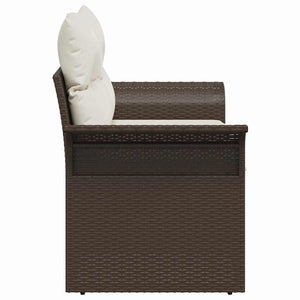 Gartensofa Braun mit Kissen Poly-Rattan 141cm