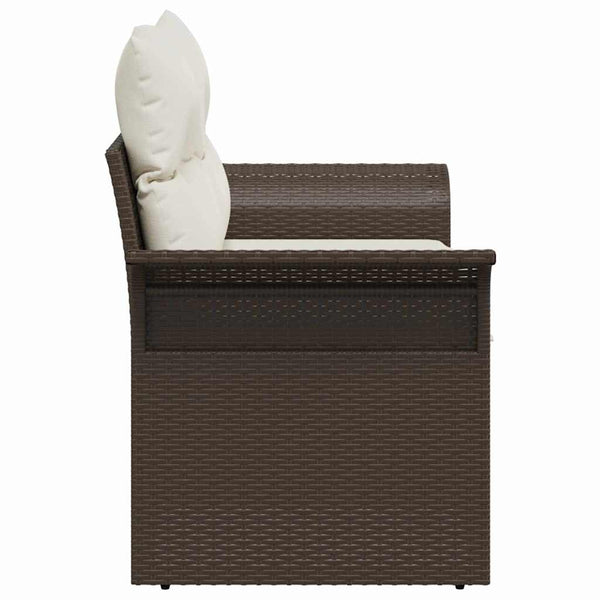 Gartensofa Braun mit Kissen Poly-Rattan 141cm