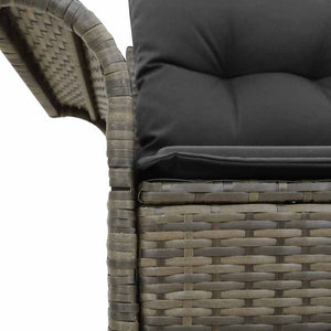 Gartensofa Grau mit Kissen Poly-Rattan 141cm