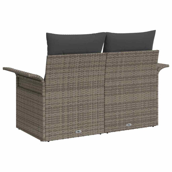 Gartensofa Grau mit Kissen Poly-Rattan 141cm