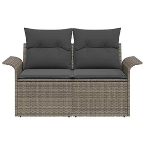 Gartensofa Grau mit Kissen Poly-Rattan 141cm