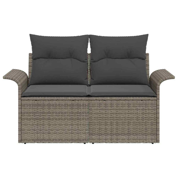 Gartensofa Grau mit Kissen Poly-Rattan 141cm