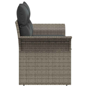 Gartensofa Grau mit Kissen Poly-Rattan 141cm