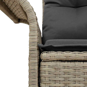 Gartensofa Hellgrau mit Kissen Poly-Rattan