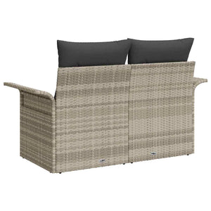 Gartensofa Hellgrau mit Kissen Poly-Rattan