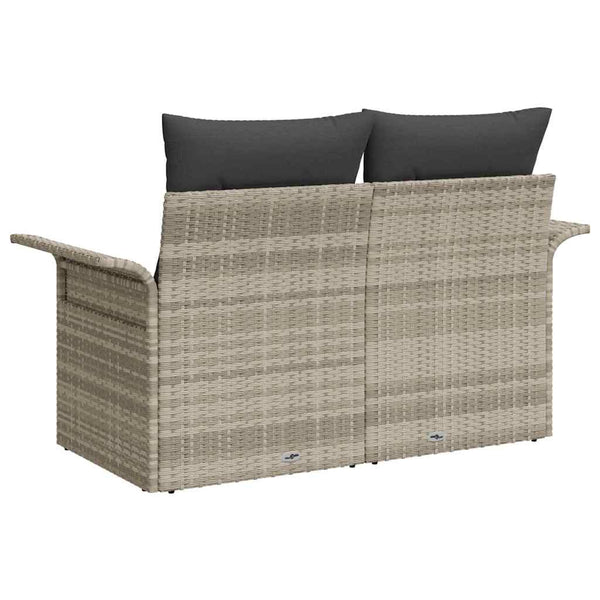 Gartensofa Hellgrau mit Kissen Poly-Rattan