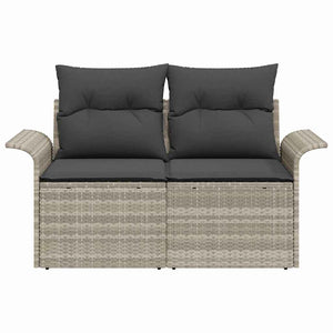 Gartensofa Hellgrau mit Kissen Poly-Rattan
